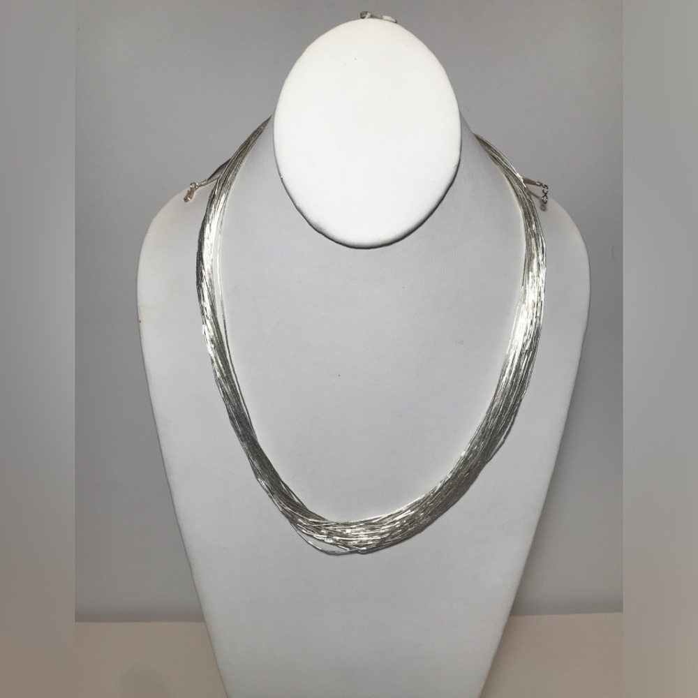 Vintage Liquid Sterling Silver Native American Necklace 30 Strand 29”